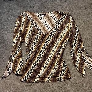 Leopard Print V-Neck Women's Top